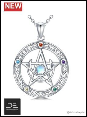 925 Sterling Silver Pentacle Pendant Necklace Witch Gothic Jewelry